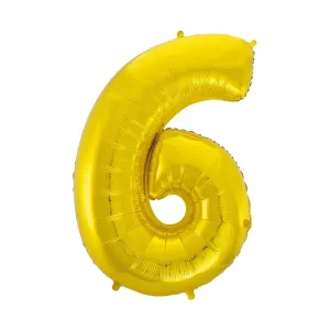 balon foliowy cyfra 6 złota 85 cm