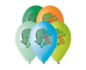 Balon gumowy Godan Premium Hel Lets Dino  Party 13 cali/5 szt. mix 13cal (GS120/854)