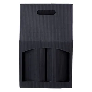 Opakowanie ozdobne na trzy butelki wina, piwa, wódki wykonany mocnej eleganckiej tektury z fakturą koloru czarnego 5zt czarny Paw (OP-PB-3)