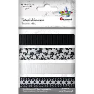 Wstążka Titanum Craft-Fun Series zestaw biało-czarna 16mm 4m (S1804-5)