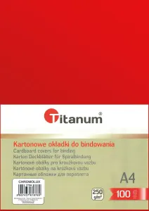 Karton do bindowania A4 błyszczący - chromolux czerwony 250g Titanum