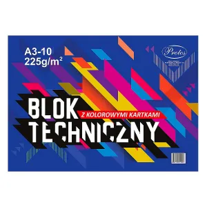 Blok techniczny A3 kolorowy 225g 10k Protos
