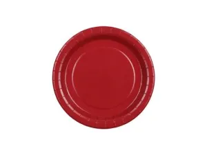 Talerz jednorazowy ciemnoczerwony papier śr. 180mm 6 szt Partydeco (TPP90-007C)