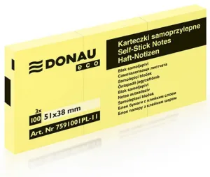 Notes samoprzylepny (karteczki) Eco żółty 100k [mm:] 38x51 Donau (7591001PL-11)