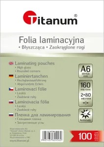 Folia do laminowania A6 przezroczysty 80mic. [mm:] 111x154 Titanum