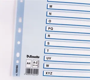 Przekładka alfabetyczna Esselte Mylar kartonowe A4 mix kolorów 160g 20k A-Z (100166)