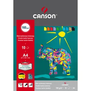 Blok techniczny kolorowy A4 mix 160g 10k [mm:] 210x297 Canson (400075209)