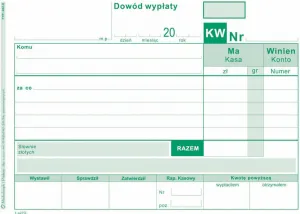Druk samokopiujący Michalczyk i Prokop KW Dowód wypłaty A6 80k. (402-5)