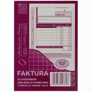 Druk offsetowy A6 Faktura VAT 80k. Michalczyk i Prokop (205-5E)