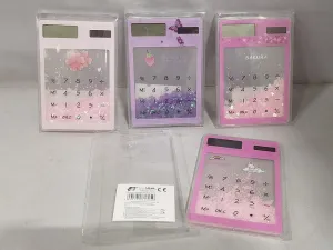 Kalkulator kieszonkowy przezroczysty z płynnym brokatem Adar (616950)