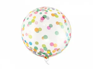 Balon gumowy Partydeco Kula w kropki, 40cm, transparentny transparentna 400mm (ORB16-2-00)