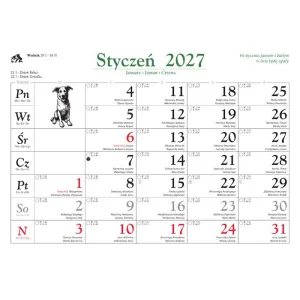Kalendarz ścienny PSY I PIESKI 13-planszowe 320mm x 470mm Lucrum (RW8)