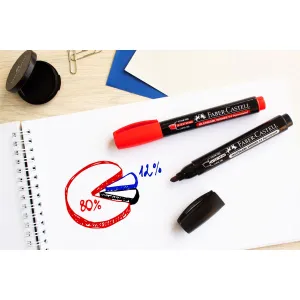 Marker permanentny wkład czerwony ścięta końcówka Faber Castell