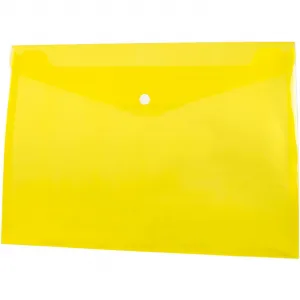 Teczka plastikowa na guzik Tetis koperta pp A4 kolor: żółty 140 mic. 235mm x 330mm (BT611-Y)