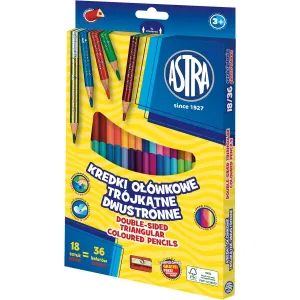 Kredki ołówkowe dwustronne trójkątne 18 kol. Astra