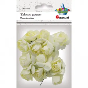 Ozdoba papierowa Titanum Craft-Fun Series Różyczki papierowe na druciku jasnokremowe (ZH-001)