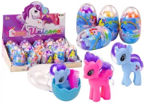 Figurka Jednorożec W Jajku Kolorowy Do Czesania Grzebień Magiczne Jajko Mix Lean (18973)