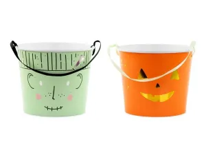 Ozdoba halloweenowa Wiaderka na cukierki 13.5 cm, mix (1 op. / 2 szt.) Partydeco (WD1)