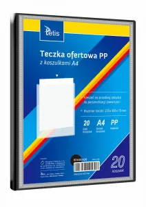 Teczka kartonowa na suwak 40 koszulek A4 czarny Tetis (BT630-V/40//)
