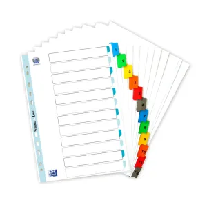 Przekładka numeryczna Mylar A4 mix kolorów 170g 12k 1-12 [mm:] 210x297 Oxford (100204616)