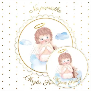 Kartka składana Karnet KW CHRZEST ANIOŁEK Z MISIEM kw Henry (5907465665933)