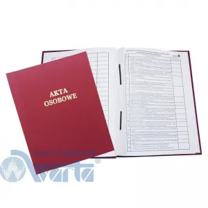 Teczka do akt osobowych Warta zadrukowana ABCD A4 - bordowy 222mm x 314mm (339-031)
