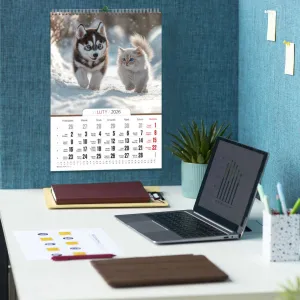 Kalendarz ścienny 16  stron wieloplanszowy A3 Press (kociaki i szczeniaki)