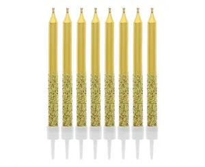 Świeczka urodzinowa metaliczno-brokatowe, złote, 6x0.5 cm, 8 szt. Godan (BH-SMMB)
