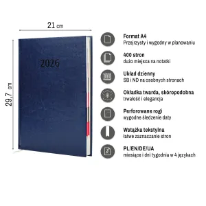 Kalendarz książkowy (terminarz) A4 Press (DZIENNY)