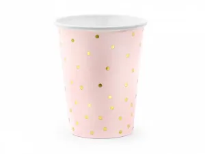Kubek jednorazowy Kropki, jasny róż (1 op. / 6 szt.) papier 260ml Partydeco (KPP50-081J-EU1)
