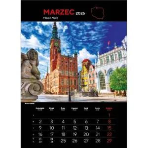 Kalendarz ścienny NAJ.MIASTA POLSKI 13 planszowe 315mm x 500mm Jotan (WP 119)