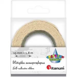 Wstążka Titanum Craft-Fun Series koronka bawełniana samoprzylepna kremowa 15mm 1,8m (D12-2)