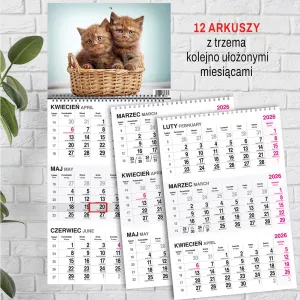 Kalendarz ścienny KOT 310mm x 790mm Press