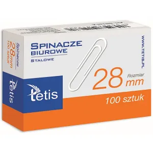 Spinacze okrągły 28mm 100 szt Tetis (GS140-B)