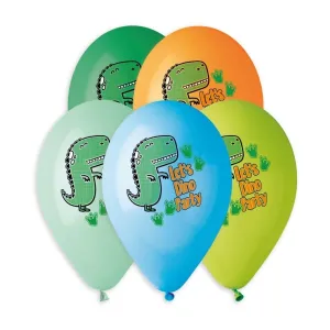 Balon gumowy Godan Premium Hel Lets Dino  Party 13 cali/5 szt. mix 13cal (GS120/854)