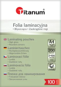Folia do laminowania A4 przezroczysty 100mic. [mm:] 216x303 Titanum