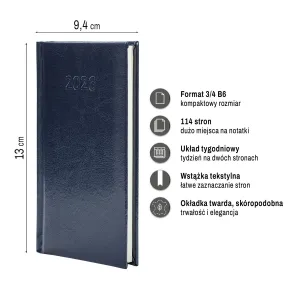 Kalendarz książkowy (terminarz) SLIM 3/4 B6 Press (tygodniowy)