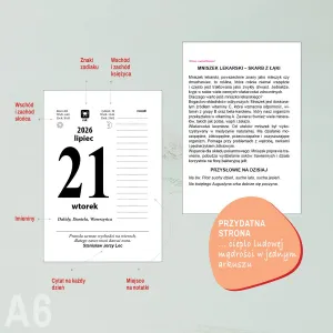 Kalendarz ścienny ZDZIERAK KUCHNIA POLSKA A6 Press