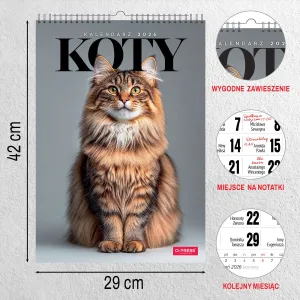 Kalendarz ścienny 16  stron wieloplanszowy A3 Press (KOTY)