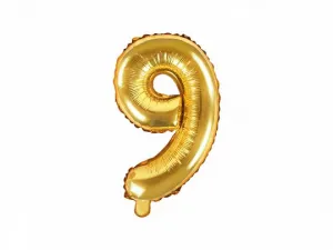 Balon foliowy Partydeco cyfra 9 złota 14cal (FB10M-9-019)