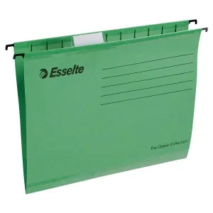 Teczka zawieszkowa A4 standardowe zielony karton 210g Esselte (90318)