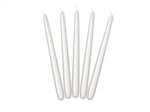 Świeca Partydeco Stożkowa metalizowany perłowa 1op/10szt - biały 240mm (SKMET-070M)