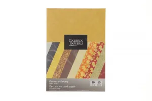 Papier ozdobny (wizytówkowy) mix wzorów złote liście A4 (mix) 220g Galeria Papieru (208935)