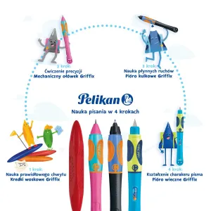 Pióro kulkowe na naboje Griffix Neon Black L 821018 wkład niebieski Pelikan (300009717)