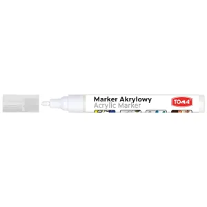 Marker specjalistyczny akrylowy-biały wkład biały 2,5mm okrągła końcówka Toma (TO-402)