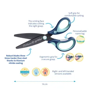 Nożyczki Griffix zaokrąglone praworęczne niebieskie Pelikan (300008591)