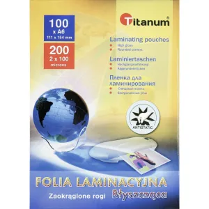 Folia do laminowania Titanum A6 - przezroczysty 100mic. 111mm x 154mm