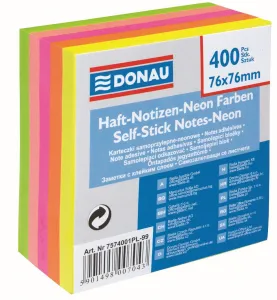 Notes samoprzylepny Donau mix fluo 400k 76mm x 76mm (7574001PL-99)