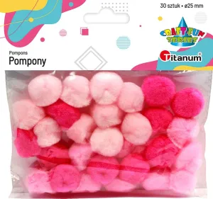 Pompony Craft-Fun Series różowe 30 szt Titanum (21006)