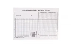 Druk kartonowy A4 Roczna karta ewidencji obecności w pracy Stolgraf (k52)